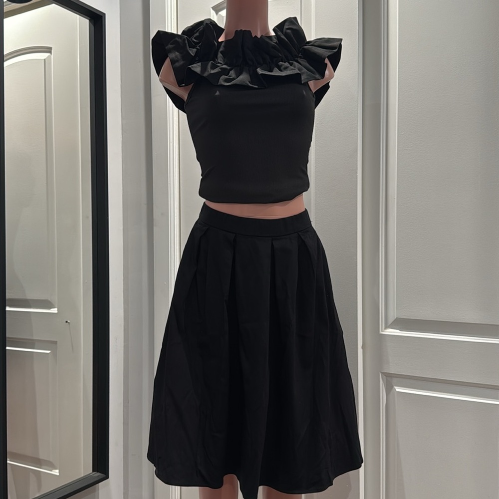 NWT Black High Waist A-Line‎ Skirt - Picture 2 of 11